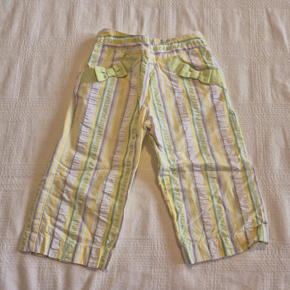 Gymboree girls 12-18 months Easter line striped pants back waist elastic VGUC